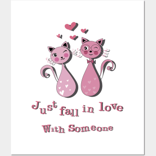 A Cat couple is falling in love Posters and Art